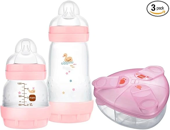 Imagem - Kit 2 Mamadeiras Mam Easy Start Anticólica 130ml e 260ml + Pote Dosador