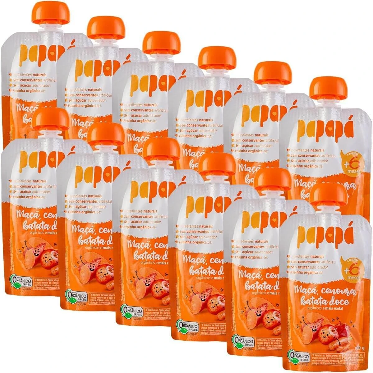 Kit 12 Papinha Orgânica Maçã, Cenoura e Batata Doce 100g