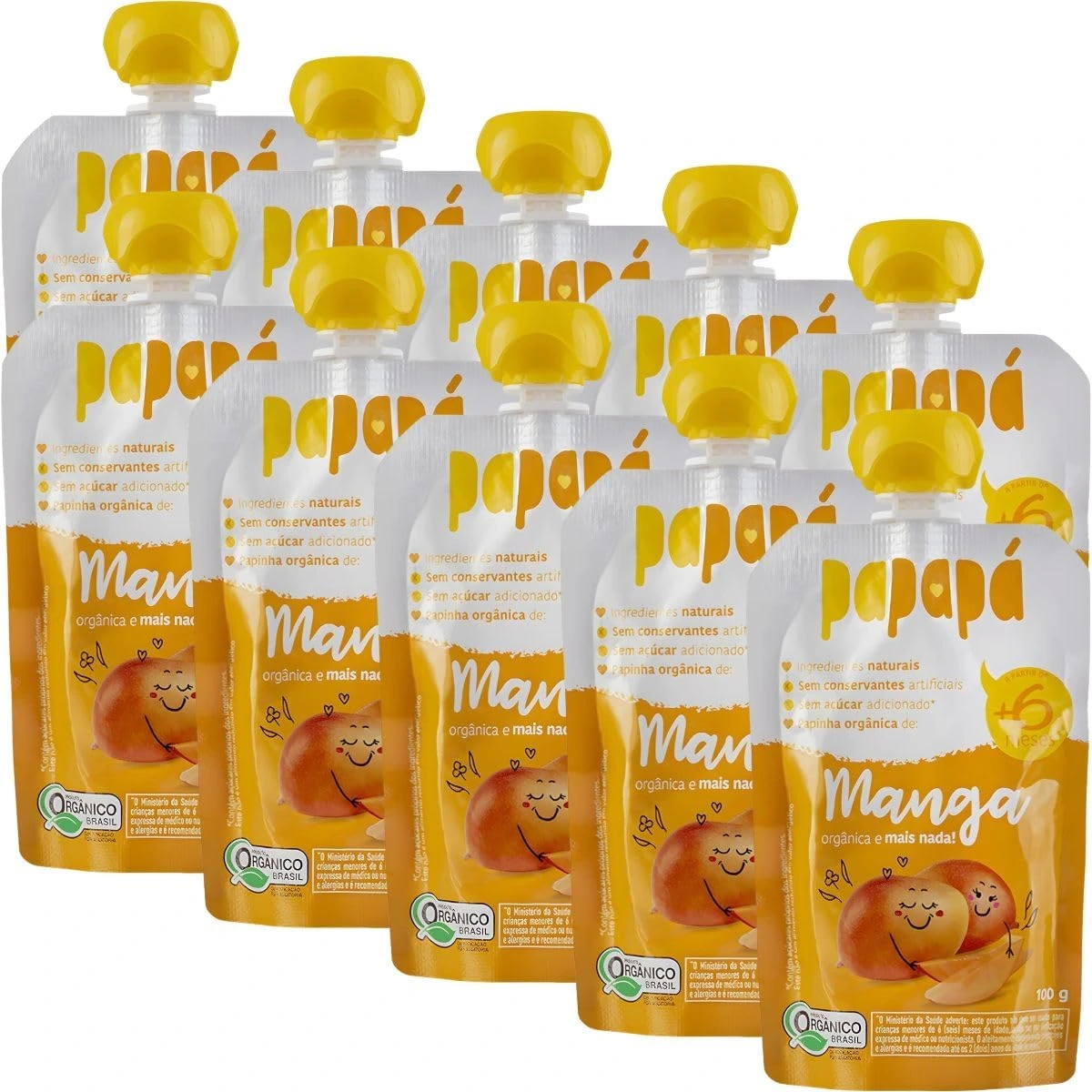 Kit 12 Papinha Orgânica de Manga Sem Açúcar 100g
