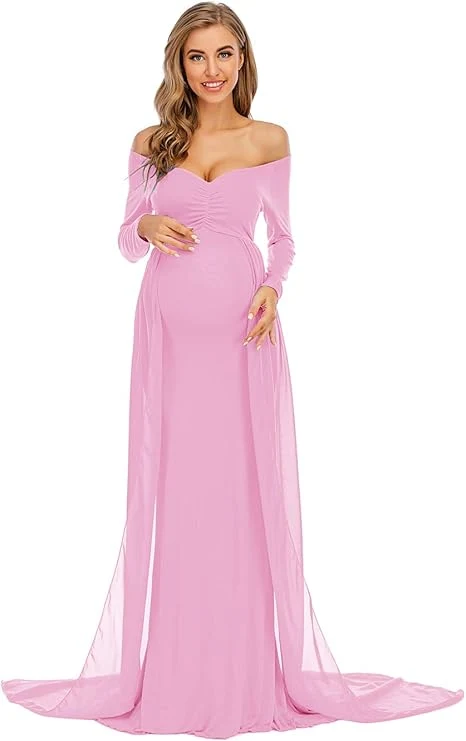 Vestido ZIUMUDY de chiffon com manga comprida