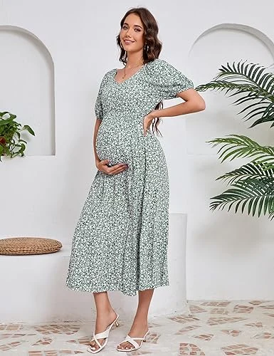 Vestido feminino para gestantes KOJOOIN casual de manga curta
